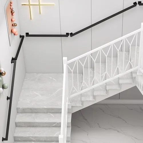 Miniatura 5 de Barandilla de escalera para escaleras interiores, kit de barra de agarre moderno de 4 pies con acabado negro mate, barandillas antideslizantes