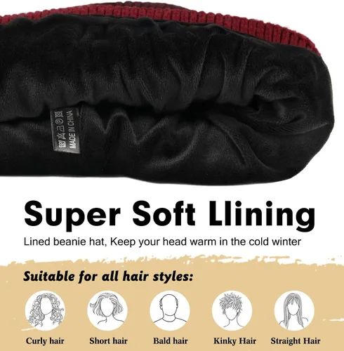 Miniatura 2 de Wmcaps Gorro de invierno para hombres y mujeres, gorro de punto suave y cálido con forro polar