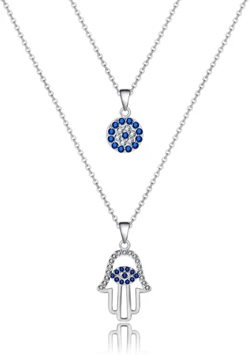 Miniatura 8 de Collar de Ojo Malvado para Mujer 18K Chapado en Oro Collar de Ojo Malvado en Capas Joyería de Ojo Malvado Hecha a Mano Collar de Protección