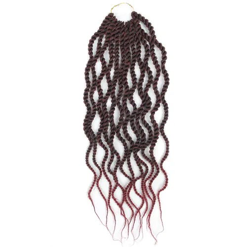 Miniatura 7 de (paquete de 6 unidades) 18 pulgadas Trenzas senegalesas de pelo ondulado sintético Extensión de pelo Kanekalon rizado, 18, #1B/insecto