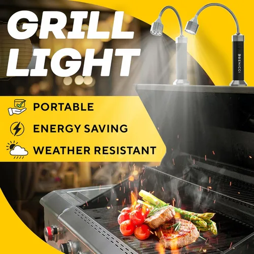 Miniatura 2 de Juego de 2 luces LED flexibles para parrilla, la luz perfecta para accesorios de parrilla con base magnética de 360 grados y cuello de cisne