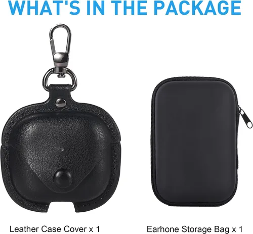 Miniatura 5 de Maxjoy Funda de cuero para AirPods 4, funda de cuero para AirPods de 4ª generación, funda protectora de cuero con llavero compatible con Apple Negro