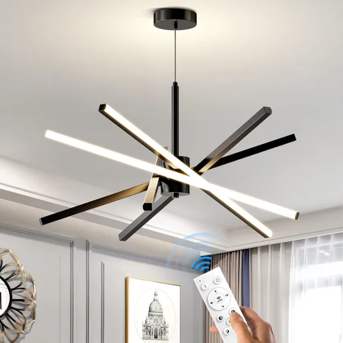 Miniatura 8 de Lámpara de araña Sputnik moderna de techo LED dorada de 82W, luz colgante de montaje empotrado, lámparas de araña para comedor, luminarias sobre 5
