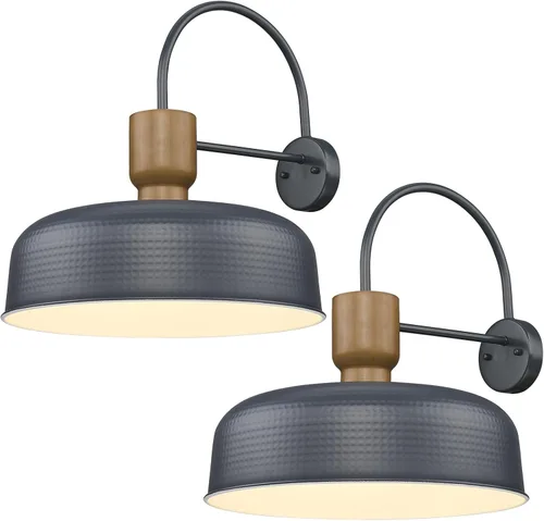 Miniatura 8 de Darkaway Lámparas de pared modernas de granero, apliques con pantalla de metal martillado, iluminación azul para luces de porche de patio