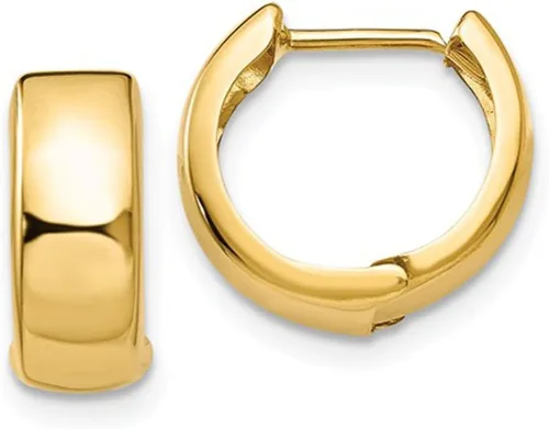 Miniatura 9 de Aretes de Aro Huggie de Oro de 14 Quilates (Huggie Ancho de 5mm), Verdaderos Aro de Oro de 14 Quilates