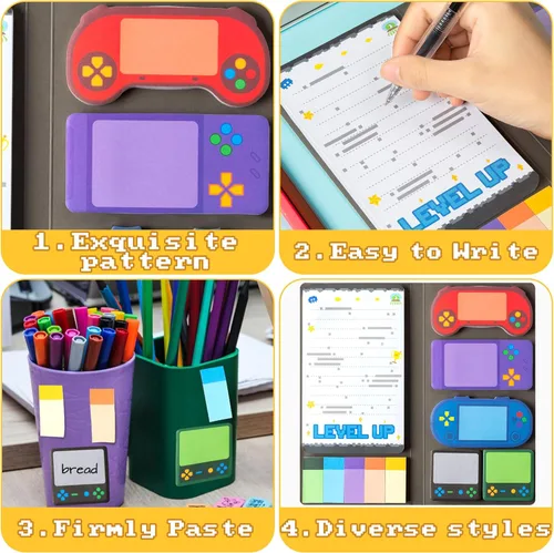 Miniatura 3 de B1ykin Lindo Conjunto de Notas Adhesivas - Bloc de Notas Autoadhesivas con Forma de Videojuego de Subir de Nivel, 550 Hojas de Páginas de Memo