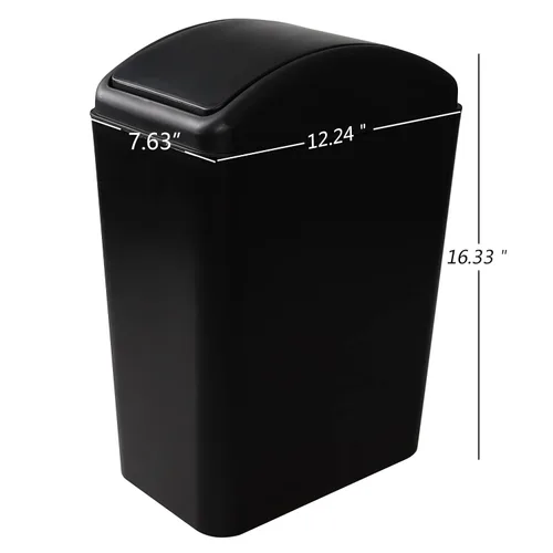 Miniatura 3 de Cubo de basura de plástico con tapa, 4.5 galones, color negro, paquete de 3