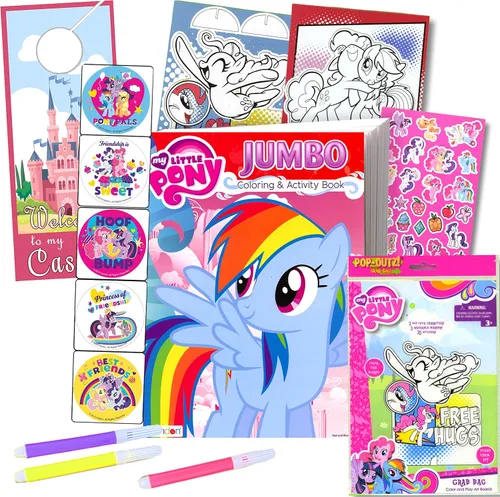 My Little Pony Libro para colorear con juego Take-N-Play, libro para colorear de 96 páginas, calcomanías de My Little Pony y marcadores