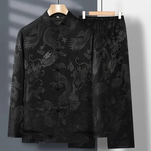Miniatura 5 de Uniforme de Kung Fu para hombre, traje de camisa chino tradicional Tang Hanfu artes marciales Wing Chun Tai Chi entrenamiento pantalones de tela