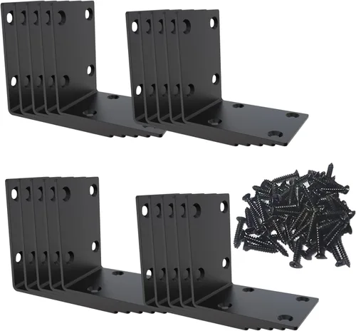 Miniatura 12 de Soporte de esquina de acero inoxidable negro, soporte de ángulo recto articulado, en forma de L, soporte de esquina de metal resistente para Wood