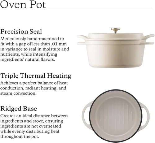 Miniatura 2 de Vermicular Olla de horno Olla de hierro fundido esmaltado no tóxico 7.1 in (1.8 Qt) Apto para horno Compatible con inducción Horno marrón