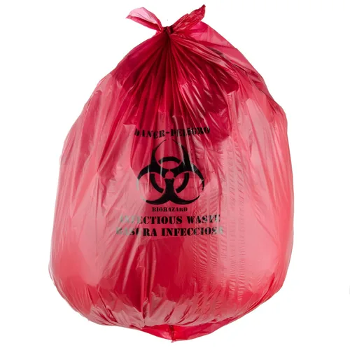 Bolsa de residuos infecciosos de aislamiento rojo/bolsa de riesgo biológico de alta densidad 17 micrones - 200/caja 40-45 galones 40" x 48" por