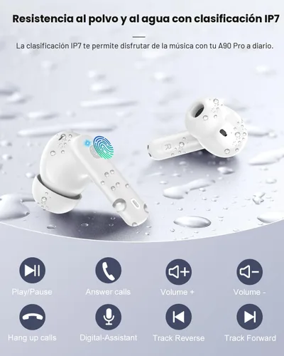 Miniatura 8 de Auriculares inalámbricos, Bluetooth 5.4, estéreo de bajos, auriculares con micrófono con cancelación de ruido, pantalla LED en el oído, llamadas