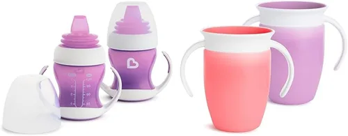 Miniatura 9 de Munchkin® Gentle™ Transition Sippy Trainer - Tazón de 4 onzas, paquete de 2, cuencos de succión azules y Stay Put™ para bebés y niños pequeños