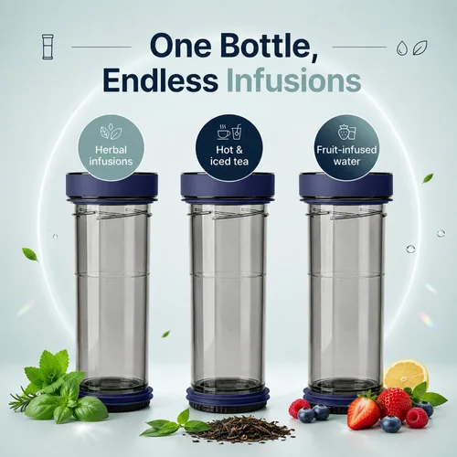 Miniatura 2 de VIVA Recharge - Botella infusor de té, vaso de té de viaje de acero inoxidable aislado de 16 onzas con infusor para hojas sueltas, té y café Azul
