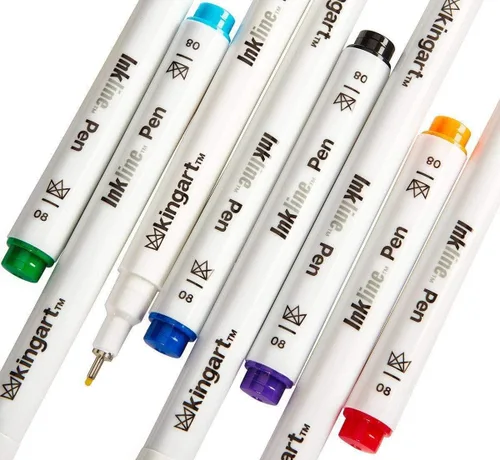 Miniatura 11 de KINGART Inkline, juego de 8 bolígrafos únicos de tinta de color de línea fina, tamaño 08, surtido de 8 unidades (432-8)