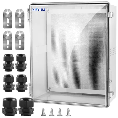 Miniatura 14 de Caja de conexiones de plástico ABS impermeable para proyectos al aire libre, IP67, resistente a la intemperie, a prueba de polvo con cubierta