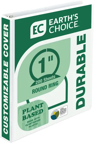 Miniatura 9 de Samsill Earth's Choice - Carpetas a base de plantas con 3 anillos redondos de 1 pulgada, hasta 25% de plástico a base de plantas, certificado a base