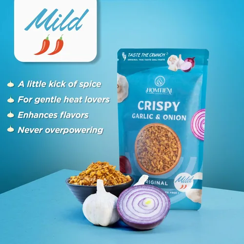 Miniatura 3 de Homtiem Ajo Crujiente y Cebolla: Original Suave 3.5 Oz., Especia Suave, Condimento Versátil, 100% Natural, Sin OMG, Vegano y Sin Gluten, Listo