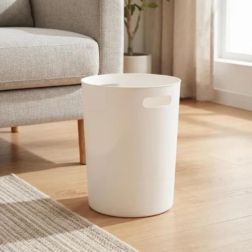 Miniatura 4 de Lyellfe Paquete de 6 cubos de basura pequeños, papelera redonda de plástico de 1.5 galones con asas, contenedor de basura blanco para espacio