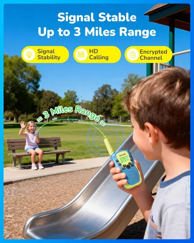 Miniatura 2 de SANJOIN Paquete de 2 walkie talkies para niños, juguetes para niños de 3 a 12 años, juegos al aire libre, walkie talkie de rango de 3 millas
