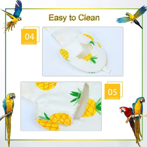 Miniatura 5 de QBLEEV Pañal para Aves Ropa de Cacatúa Traje de Vuelo, Pañal Reutilizable para Loro con Capa Interior Impermeable, Lindos Pantalones de Paloma Piña
