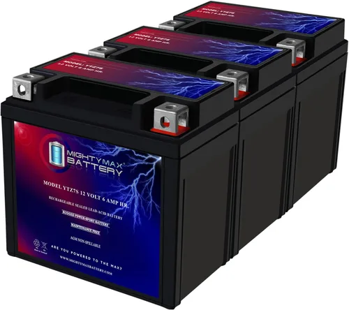 Batería de repuesto YTZ7S de 12 V 6 AH compatible con GT6B-3, XTAZ7S Powersport - Paquete de 3