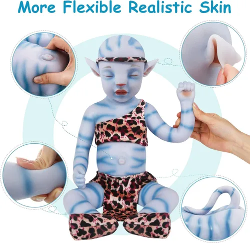 Miniatura 4 de Vollence Muñeca de bebé Reborn de silicona de 20 pulgadas con ojos cerrados Avatar - Niño