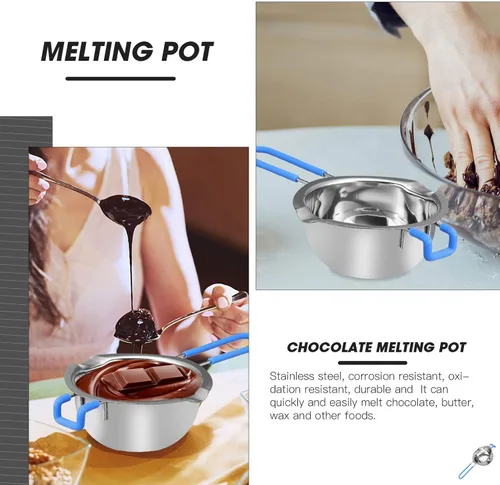 Miniatura 3 de Hemoton Olla de doble caldera de acero inoxidable con inserto universal de acero con mango de silicona para derretir chocolate, mantequilla, queso