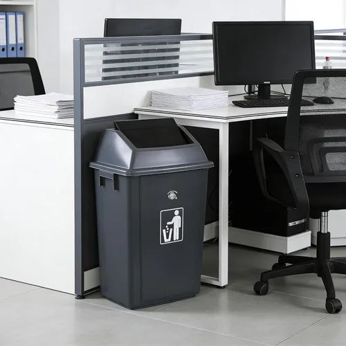 Miniatura 6 de Paquete de 4 cubos de basura de reciclaje de 13 galones para el hogar dormitorio y la oficina, contenedor de reciclaje grande con tapa, color gris