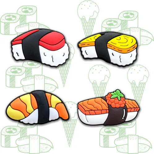 Miniatura 2 de Dijes para zapatos de sushi para zuecos, lindos dijes de arroz en rollo de sushi para niños, adolescentes y adultos, Metal no precioso., No es una