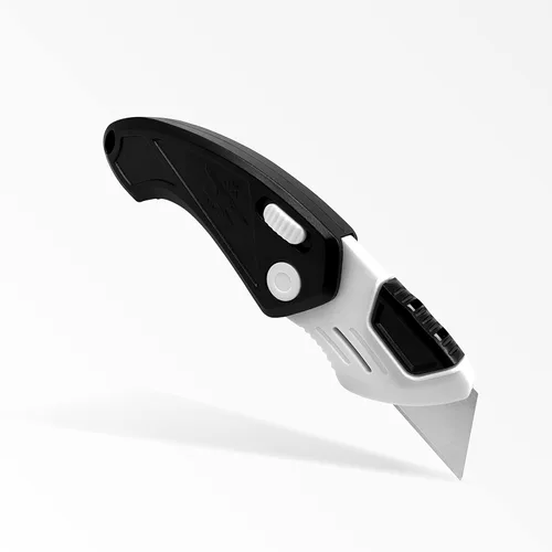 Cuchillo de bolsillo plegable, cuerpo de plástico ABS resistente a la intemperie y al óxido, diseño ergonómico, agarre fuerte, llavero