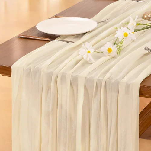 Miniatura 23 de Socomi - 10 caminos de mesa de gasa, estilo bohemio y rústico, para primavera, Pascua, bodas, fiestas, baby showers, cumpleaños y decoración, 120