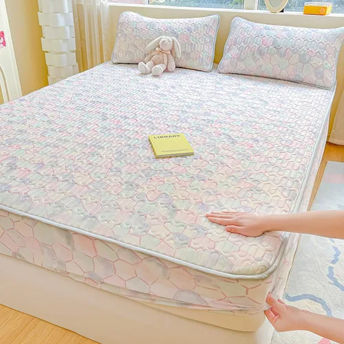 Miniatura 18 de FCLDESHOP Comfort Hotel - Sábana bajera ajustable de bolsillo profundo, juego de sábanas bajeras y fundas de almohada de seda de hielo de látex