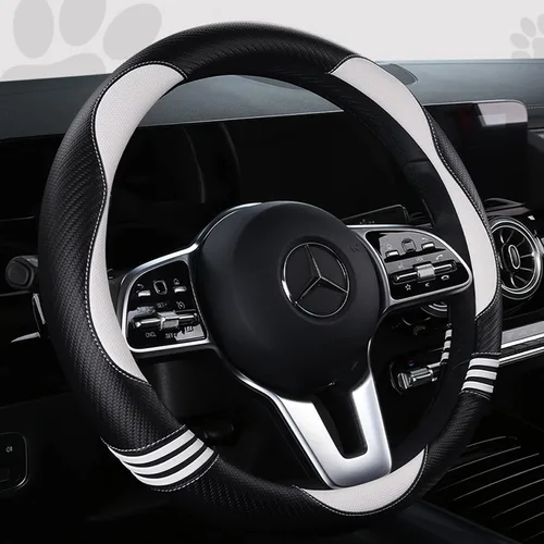 Miniatura 13 de HighnessHwoo Fundas acolchadas para volante de automóvil para mujer, de fibra de carbono, de piel sintética, accesorios interiores para vehículos