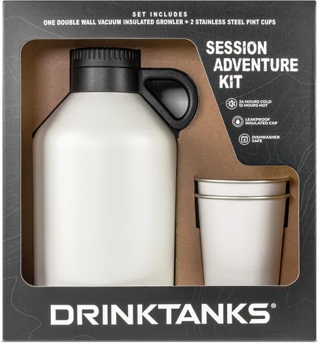 Miniatura 7 de DrinkTanks Jarra de acero inoxidable aislada de 64 onzas con 2 vasos de metal reutilizables de 16 onzas – Juego de cultivadores de cerveza sellados