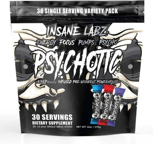 Miniatura 12 de Insane Labz Psychotic Black Edition - Polvo de preentrenamiento de estimulación media, energía, enfoque y bombas, cargado con creatina
