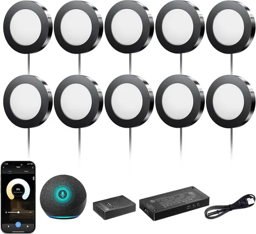 Miniatura 8 de VST Iluminación inteligente debajo del gabinete con control de onda de mano y aplicación de Alexa y Google Assistant, empotrada o de montaje en Negro