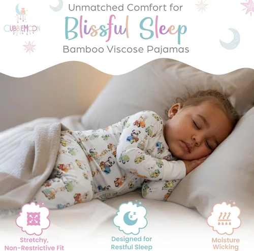 Miniatura 3 de CubbieMoon Bamboo Viscose Baby Pajamas 2 Way Zip for Diaper Change 0 to 24 Month Soft Stretchy Sleeper 2 Pack