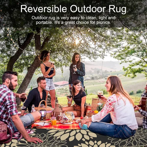 Miniatura 6 de Ileading Alfombra impermeable para exteriores de 5 x 8 pies, reversible, de paja de plástico, portátil, para interiores y exteriores, caravana