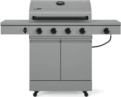 TYTUS Anaheim parrilla de gas propano de 5 quemadores para cocinar al aire libre, parrilla de 48,000 BTU y quemador lateral de 12,000 BTU, área de