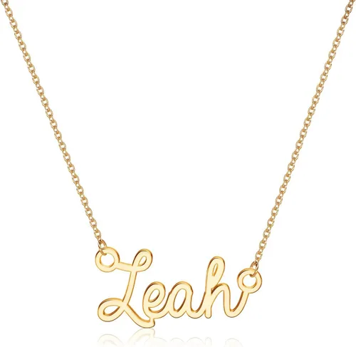 Turandoss - Collar personalizado con nombre, chapado en oro de 14 quilates, collar con dije de nombre delicado, joyería personalizada, regalo para