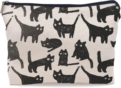 Miniatura 8 de Divertida bolsa de maquillaje para gatos, bolsa de cosméticos pequeña con cremallera, regalos de cumpleaños para amantes de los gatos, mujeres, Cat-a
