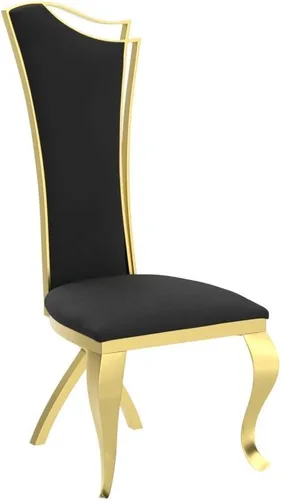 Miniatura 4 de ACEDÉCOR Juego de 2 sillas de comedor de terciopelo, sillas de cocina tapizadas de lujo negras con respaldo alto aerodinámico, modernas y hermosas