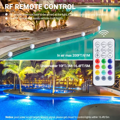 Miniatura 3 de LOFTEK Luces LED sumergibles con control remoto, 13 luces LED de piscina para piscinas enterradas y sobre el suelo con imanes y ventosas, 16 luces