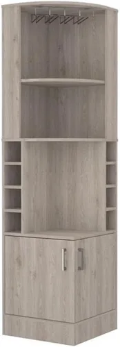 Miniatura 12 de Tuhome Syrah - Armario esquinero con dos estantes externos, estante para copas, ocho cubículos, diseño moderno para sala de estar o bar en casa