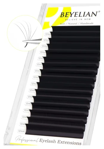 Miniatura 15 de BEYELIAN Extensiones de pestañas de 0.002 in, rizo C de 0.394 pulgadas, bandeja de color negro mate natural, extensiones de pestañas con volumen