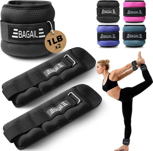 Miniatura 26 de BAGAIL Pesas de tobillo para mujeres y hombres, un par de pesas de 1/2/4/6/8/10 libras con diseño elegante y ajuste seguro para caminar, correr