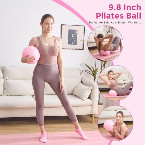 Miniatura 4 de Pilates Kit for Home Workouts, Pilates Equipment Set for Women with 14.5” Magic Circle Pilates Ring and Ball, Resistance Bands, Sliders, Yoga Strap
