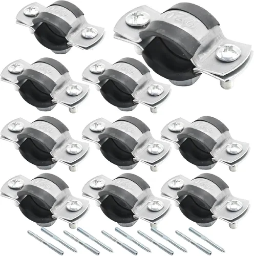Miniatura 9 de VIKKSAER 10 abrazaderas de soporte de tubo ajustables, abrazadera de tubería colgador de anillo dividido, abrazadera de soporte de tubería